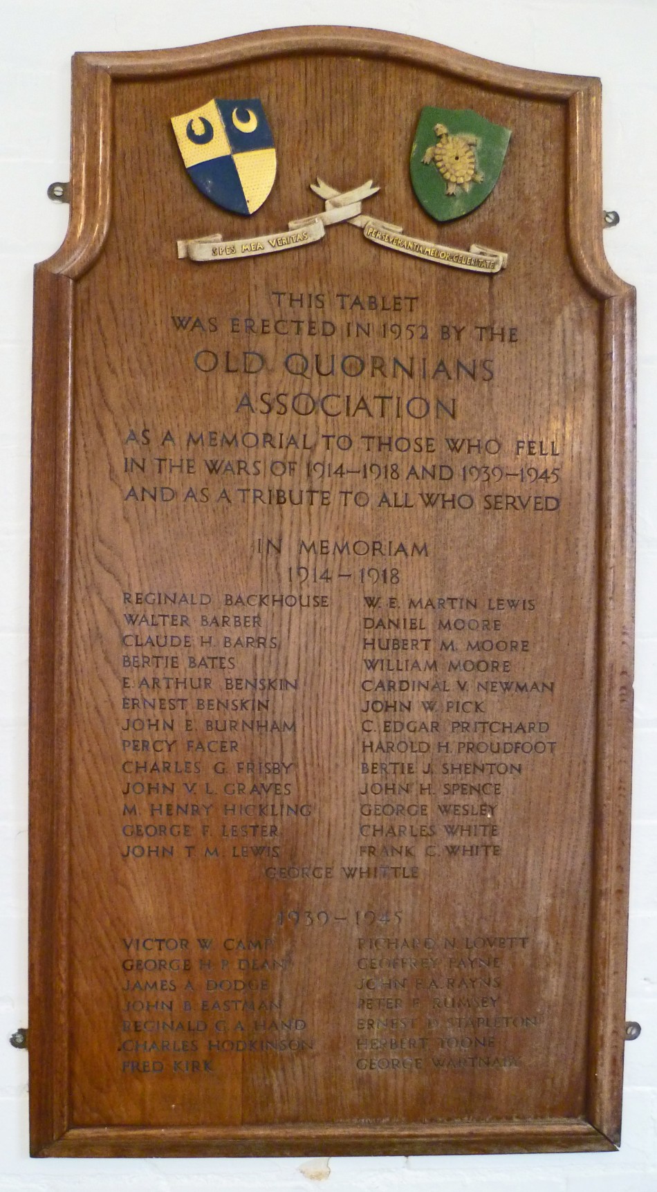 Quorn Rawlins Grammar School, Old Quornians Roll of Honour