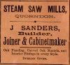  Advertisement by J. Sanders, Quorn,  1891 