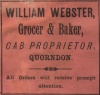  Advertisement by William Webster, Quorn, 1891 