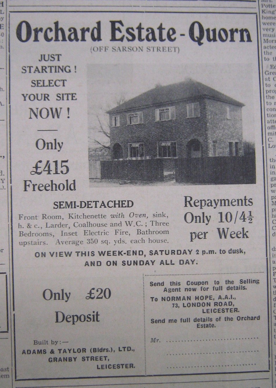 Orchard Estate, Quorn - newpaper advert