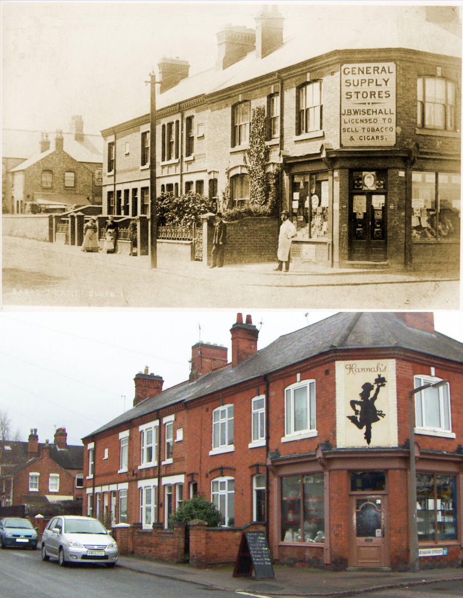 Corner of Barrow Road and Farnham Street � then and now