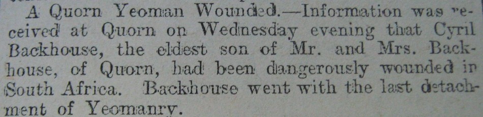 Quorn yeoman wounded 1902
