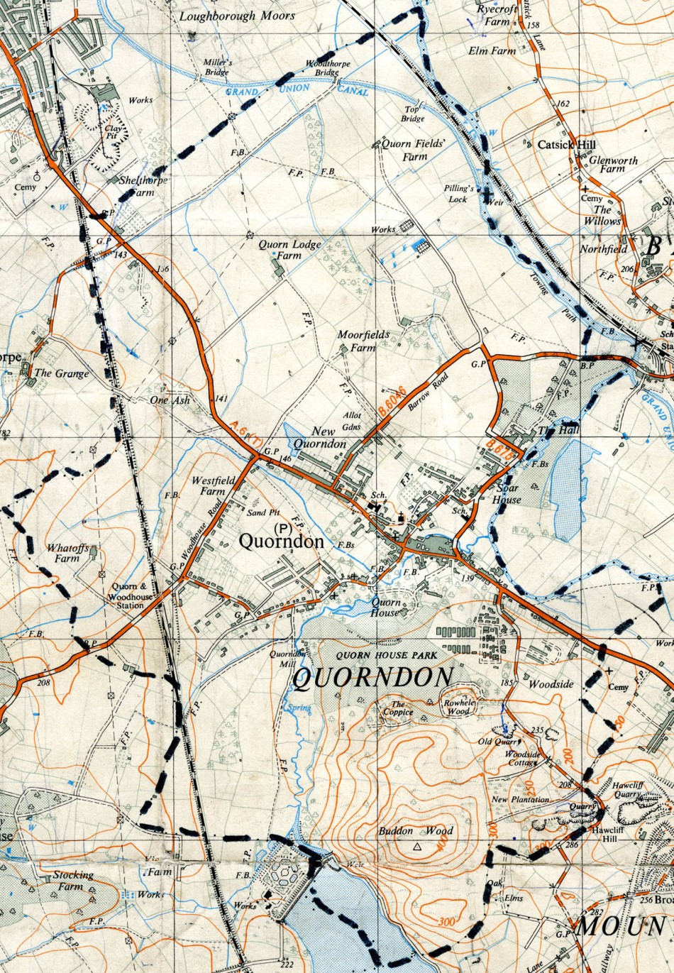 Map of Quorn, 1950s
