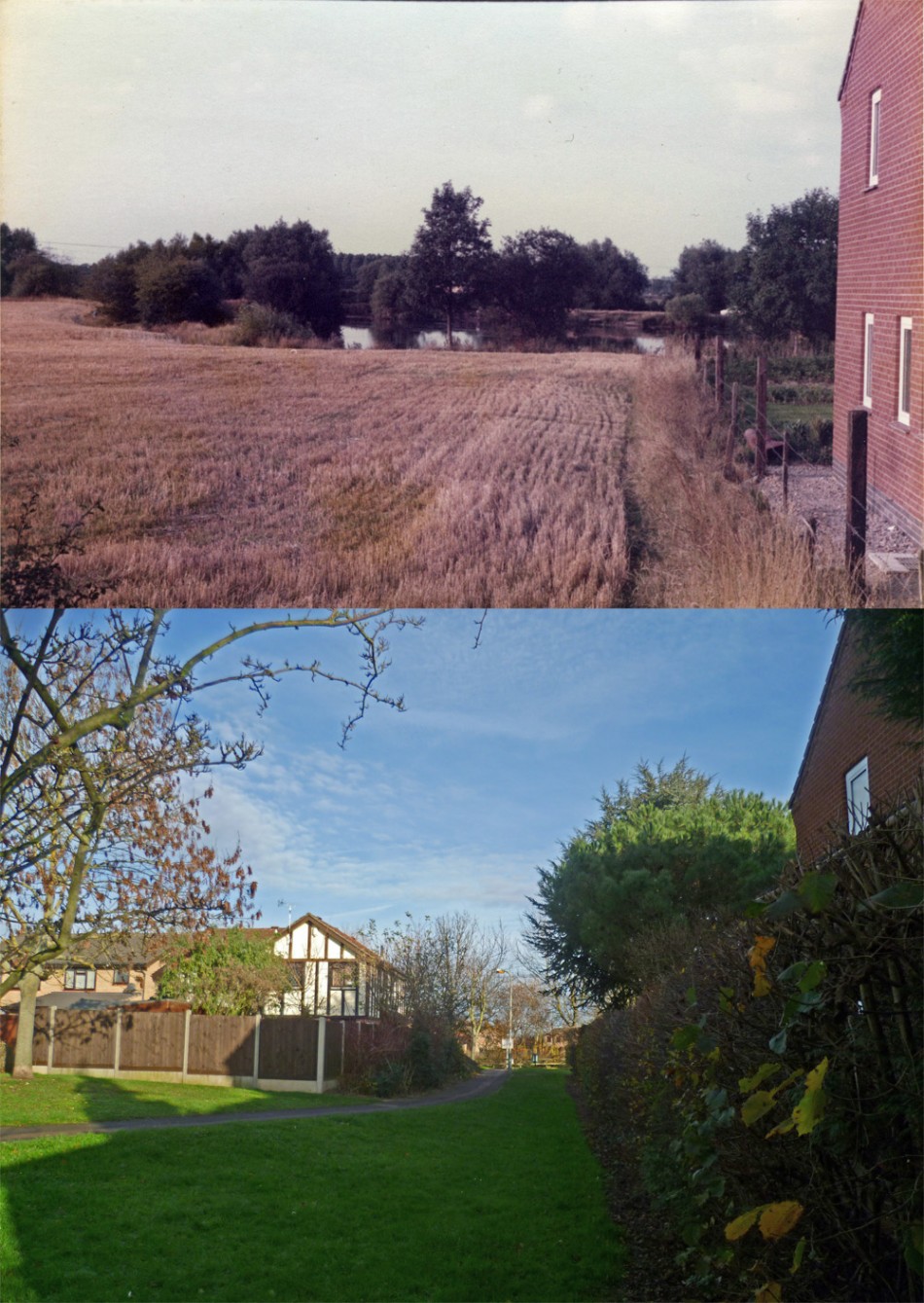 Loughborough Road looking towards Springfield Lake - then and now
