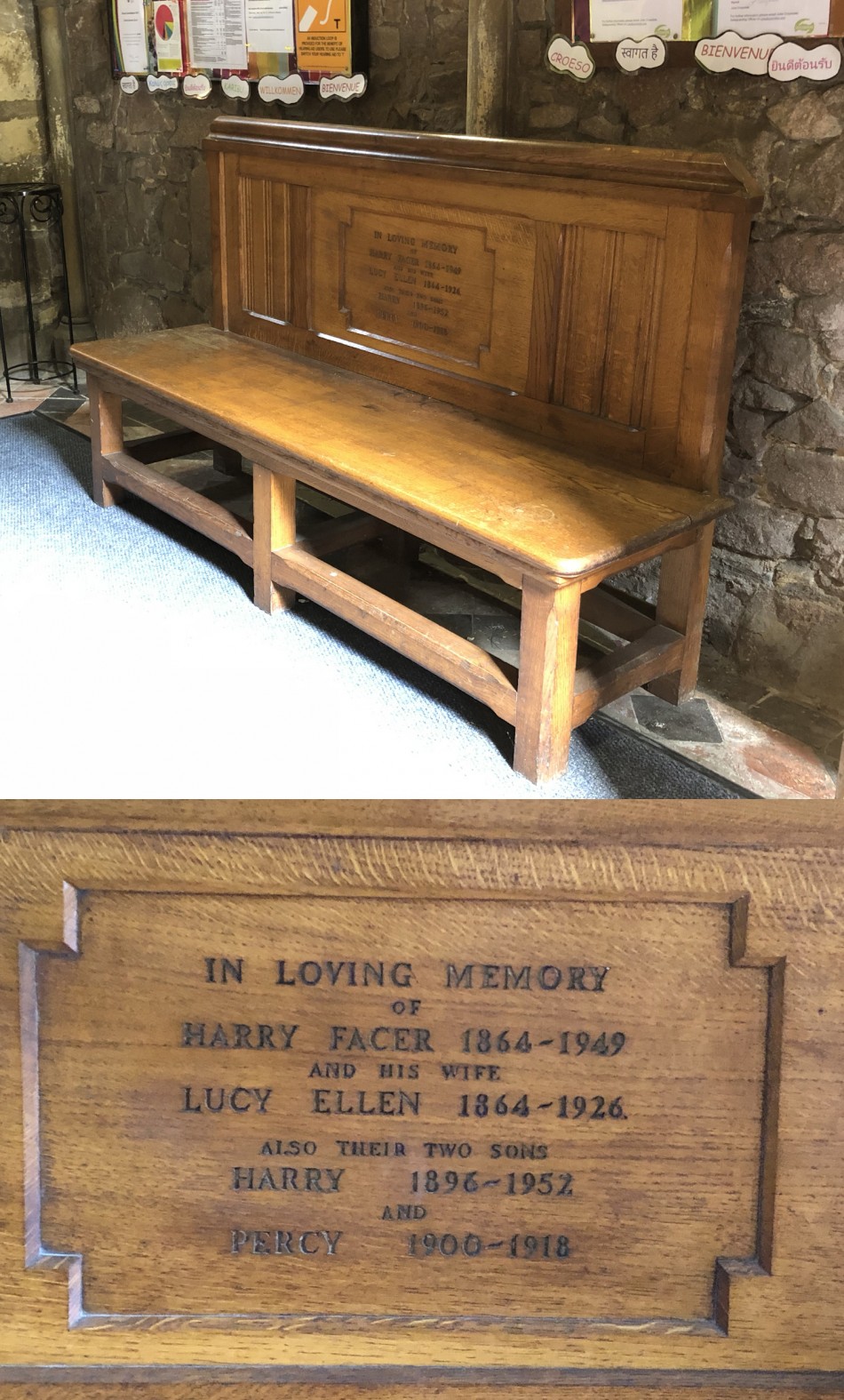 Facer family memorial bench  St Bartholomews Church, Quorn