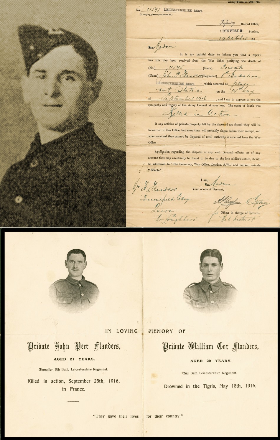 Quorn WW1 Roll of Honour - John (Jack) Peer Flanders