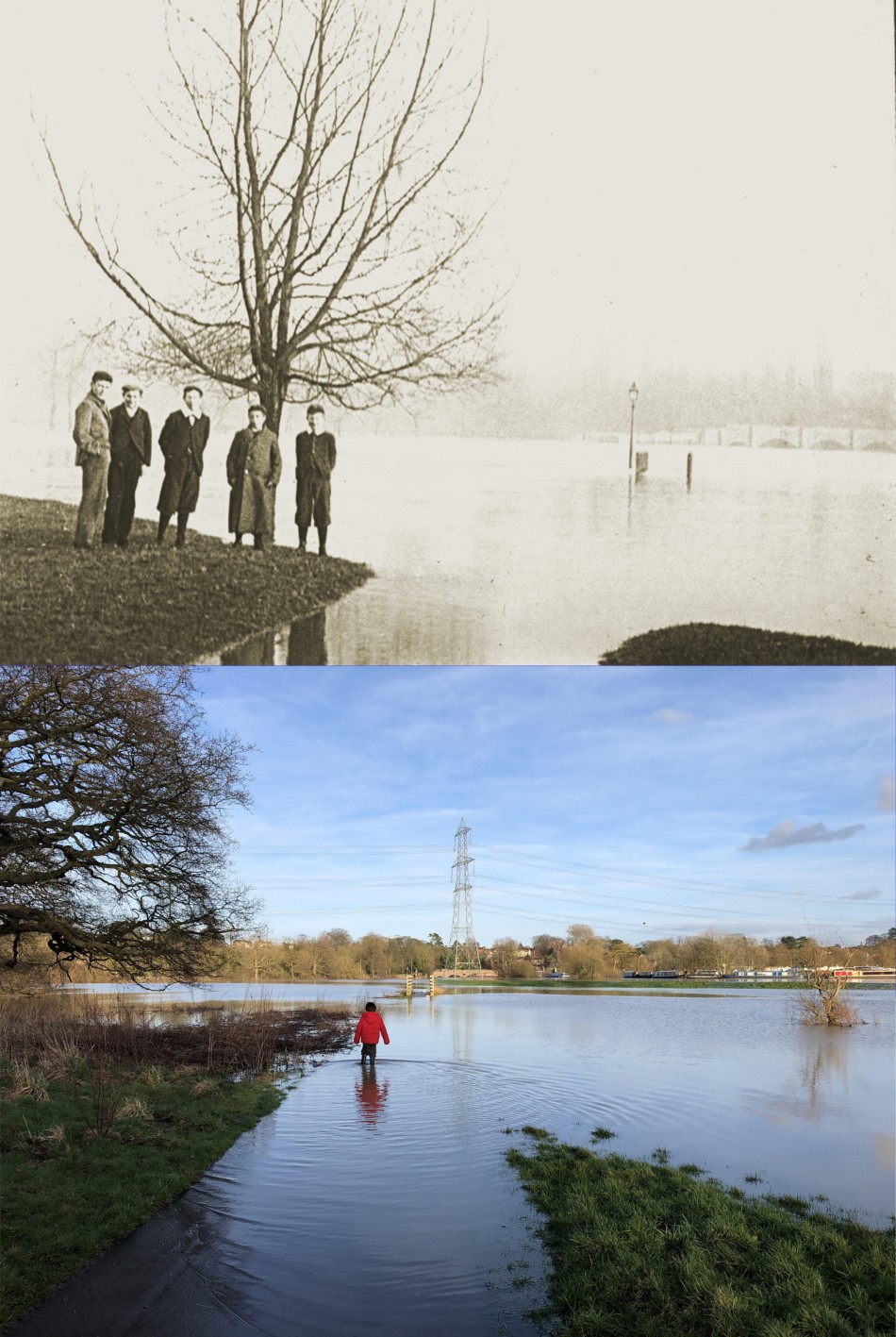 The Slabs footpath in flood � Then and Now
