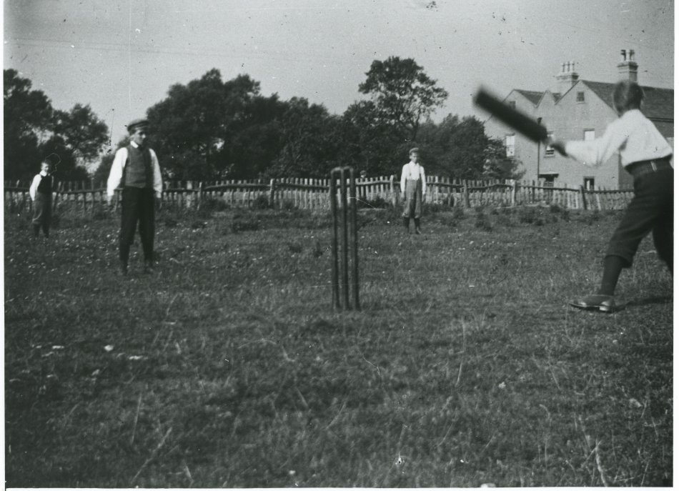 Playing cricket on the Stafford Orchard c1910