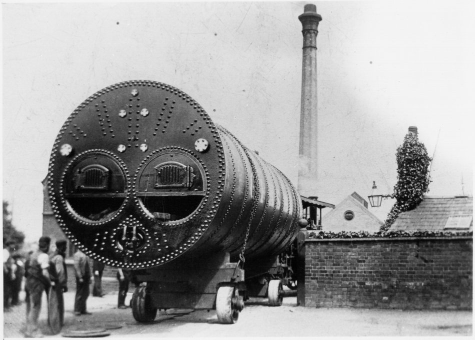 Boiler arriving at Wright's factory c1900