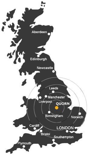  Location of  Quorn in the UK 
